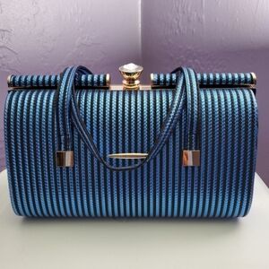 Retro Blue Striped Handbag - Novelty